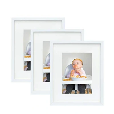 Image of BD ART 3 Pack 6x8 (15x21 cm) White Picture Frames Made to Display Pictures 4x6 with Mat or without