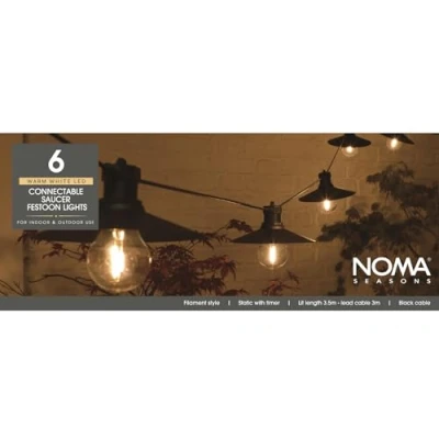 Image of Noma 6 Connectable LED Saucer with Festoon Bulb Lights (Pack of 1)