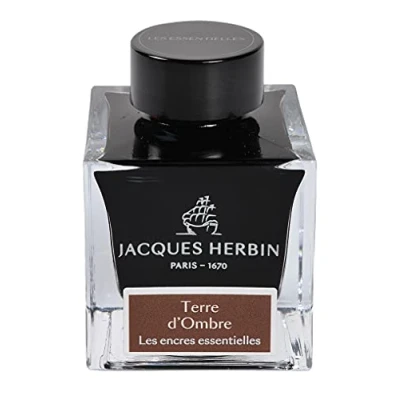 Image of Jacques Herbin Ref 13147JT Ink for Fountain Pens &amp; Rollerball Ambre de Baltique/Baltic Amber 50ml Bottle Prestige Collection Brown Coloured