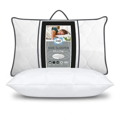 Image of Sealy Side Sleeper Pillow Pair Supportive Foam Centre with Medium Firm optimum for Sleepers Hypoallergenic, Dupont Fibres and Quilted Cotton Pack of 2