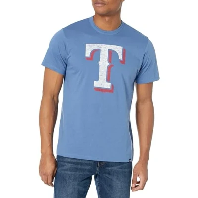 Image of MLB Men&#039;s Distressed Imprint Match Team Color Primary Logo Word Mark T Shirt, Toronto Blue Jays Blue, M