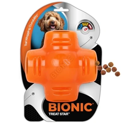 Image of BIONIC Treat Star Dog Toy High Visibility Dispenser, Great for Keeping Dogs Busy