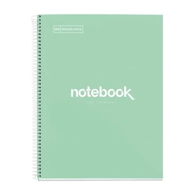 Image of Miquelrius A4 Notebook Emotions, 80 Sheets 90 g/m², Dotted Ruled (Dots), 1 Colour Strip, Microperforated Spiral, Extra Rigid Cover, 4 Drills, Mint Green