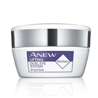 Image of Avon Anew Platinum Lift &amp; Tighten Dual Eye System 2 x 10ml, with Protinol™ Technology and Caffeine to Help Hydrate Skin, Reduces Fine Lines Sagging, Cruelty Free