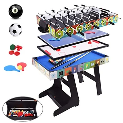 Image of ALPIKA 4FT 4 in 1 Muliti Sports Game Table, Folding Combo Table Pool/Snooker Air Hockey Tennis Football with Accessory Storage Box