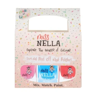 Image of Miss Nella GIRL POWER Peel Off, Odour Free, Water Base &amp; Safe for kids nail polish pack of 3 pink, blue dark pink