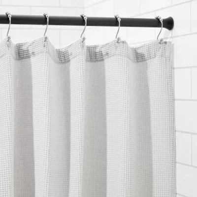 Image of Amazon Basics Shower Curtain Tension Rod, Extendable 137 to 229cm, Black