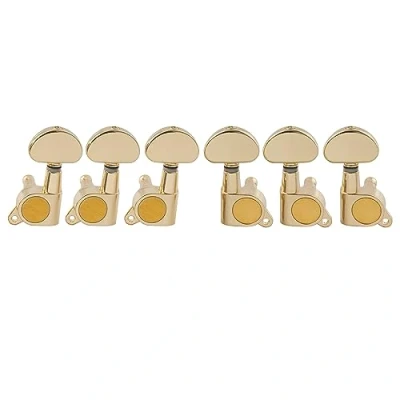 Image of Musiclily Pro 3x3 Sealed Guitar Tuners Tuning Pegs Keys Machine Heads Set for Les Paul Style Electric or Acoustic Guitar, Half Moon Button Gold