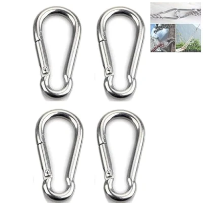 Image of Dolaso 4 PCS Carabiner Heavy Duty 304 Stainless Steel M8 Snap Hook Gauge Carabine Swivel Spring Clip for Outdoor Hiking Camping Fishing (Not Climbing)