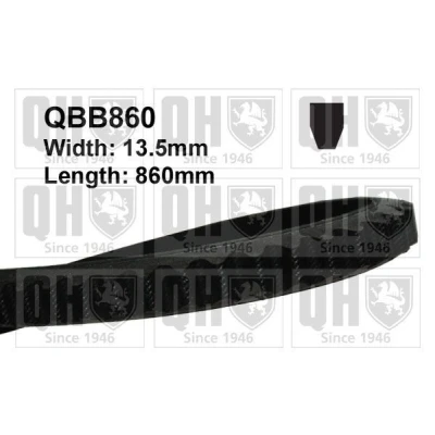 Image of 9933210860, 9933210865 V Belt QUINTON HAZELL QBB860 13mm 860mm MERCEDES BENZ: SL Convertible, AUDI: 80 B3