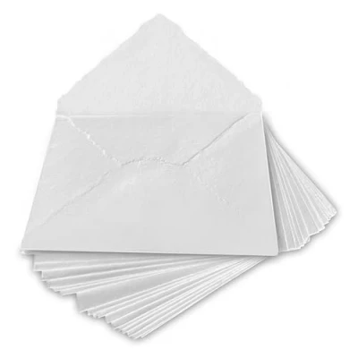 Image of Wanderings Handmade White Deckle Edge Envelope 11x16cm Package of 25 for Announcements, Wedding Invitations, Greeting Cards, Crafts Cold Press Thick 150 GSM