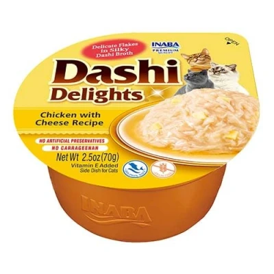 Image of INABA Dashi Delights: Chicken with Cheese Recipe (1 x 70g) / Bits in Broth Cat Food Topping, Rich Protein, Natural Ingredients, Delicious and Healthy