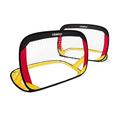 Image of Relaxdays Pop Up Goal with German Flag Colours, 80 x 119 83 cm Set of 2 Football Soccer Goals for Children Deutschland Foldable the Yard w/ Handles &amp; Carrying Case Mini Goal, Black Red Gold