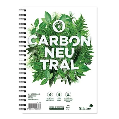 Image of Silvine A5 Carbon Neutral Wirebound Notebook Ruled Feint, 120 Pages of Premium CO2 Paper. Ref R303 [Pack 5]