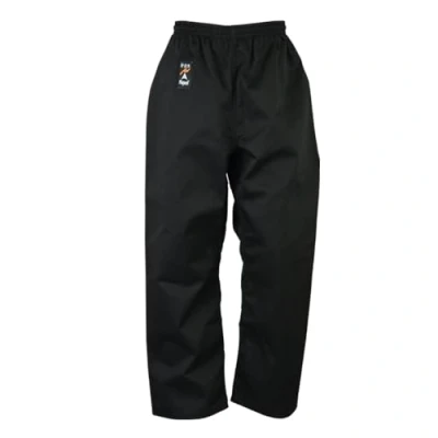 Image of Playwell Martial Arts Karate Black 100% Cotton Medium Weight Trousers 9oz New (6/190cm)