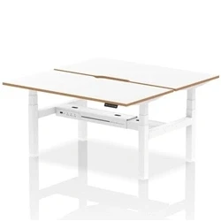 Image of Air B2B Oslo 1600x800 Adjustable 2P Bench Desk Wood Edge White/White