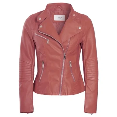 Image of SS7 Womens Biker Jacket Faux Leather Pink