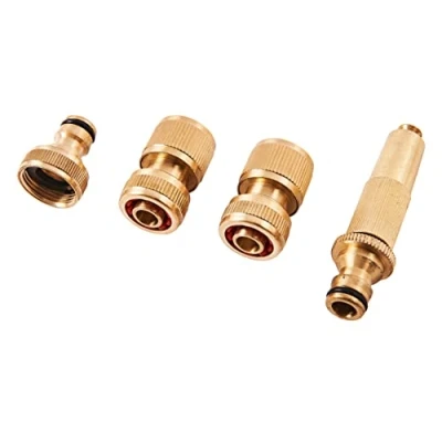 Image of Amtech U2520 Brass Hose Fittings, 4Pc Includes Spray Nozzle, Threaded Tap Connector, Female Fittings with and Without shutoff