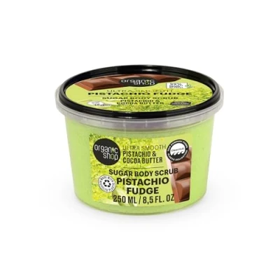 Image of Organic Shop Ultra Smooth Pistachio Fudge (Dubai Chocolate) Body Scrub, &amp; Cocoa, 250 ml