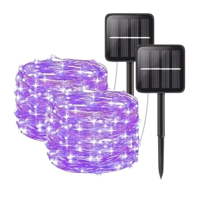 Image of Clearhill Solar Fairy Lights Outdoor ，2 Packs 20M 200 LED 8 Modes Waterproof Powered String for Garden, Patio, Yard, Wedding, Party Decorations