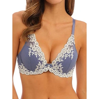 Image of Wacoal Women&#039;s Embrace Lace Plunge Bra, Wild Wind/Egret, 32DDD