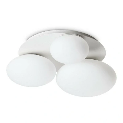 Image of NINFEA 3 Light Round DecoratiGlass Flush Ceiling White