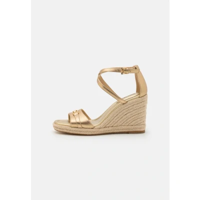 Image of Michael Kors Mandy Wedge Espadrilles, Women&#039;s, Size: 7, Pale gold Leather