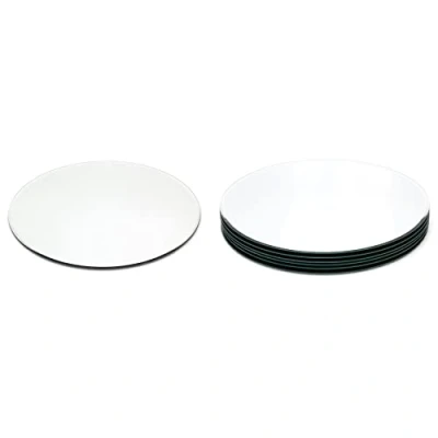 Image of 30cm Pack Of Six Round Glass Coaster Decorative 6 Piece Mirror Display Candle Plate Mirrored Tray Vanity Perfume