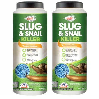 Image of Slug &amp; Snail Killer Pellets 400g Pack of 2 Organic Ferric Phosphate Pet Safe, Weather Resistant Control for Gardens, Vegetables, Flower Beds