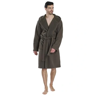 Image of Undercover Mens Hooded Waffle Fleece Lined Robe 984002 Khaki Medium