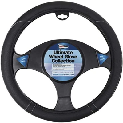 Image of Streetwize Black Ultimate Steering Wheel Glove, Cover Extra Added Grip, Vehicle Protection, Universal Fit