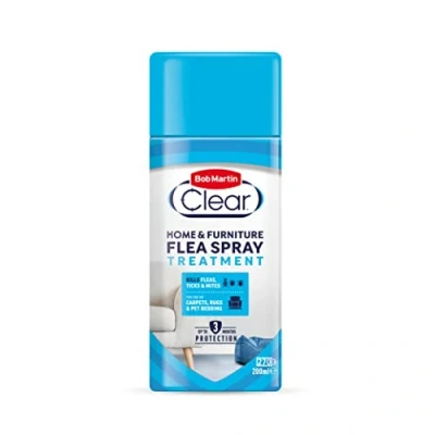 Image of Bob Martin Clear Flea Spray Treatment for the Home Kills Fleas, Ticks and Dust Mites, Fast Effective (200ml)