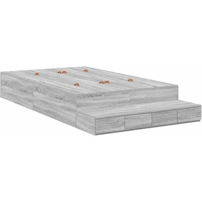 Image of vidaXL Storage Bed Frame Grey Sonoma 120x190 cm