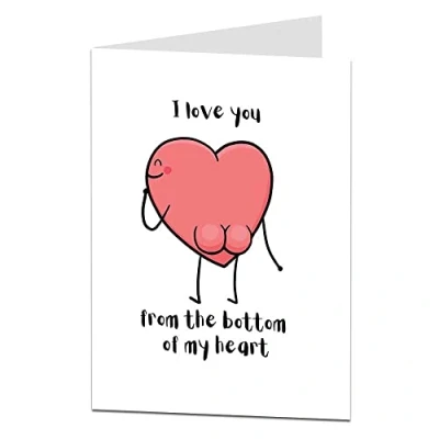 Image of Funny Valentine&#039;s Day Card I Love You From The Bottom Of My Heart For Him &amp; Her. Also Perfect Birthday Anniversary