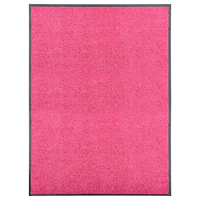 Image of vidaXL Doormat Delightful Pink 90x120 cm, Indoor/Outdoor, Non Slip PVC Backing, 100% Polyamide Surface, Easy Care Machine Washable, Sturdy, Absorbent, Perfect for Entryway.