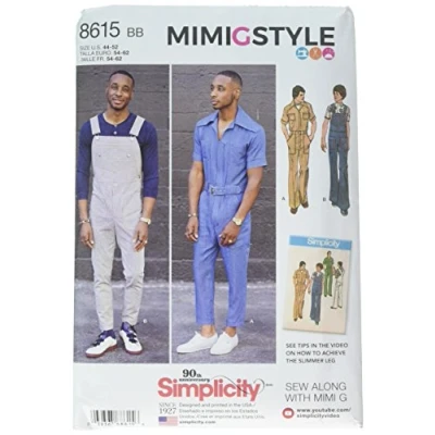 Image of Simplicity 8615Pattern 8615 Men&#039;s Vintage Jumpsuit and Overalls, Paper, White, BB (44 46 48 50 52)