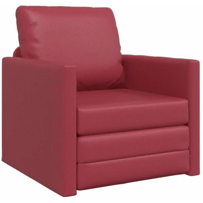 Image of vidaXL Floor Sofa Bed 2 in 1 Wine Red 74x77x81 cm Faux Leather
