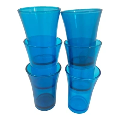 Image of Chabrias Ltd Pack of 6 50ml Plastic Reusable Shot Glasses in Multiple Colors UK Made Ideal for Parties and Events (Blue)