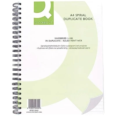 Image of Q Connect Feint Ruled Wirebound Duplicate Book A4 , 305 x 228 mm