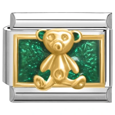 Image of Quiges 9mm Italian Style Charm Link Module Stainless Steel Gold Bear for Bracelets