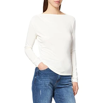 Image of NA KD Women&#039;s Draped Long Sleeve Top Shirt, Off White, Small