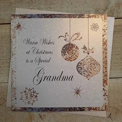Image of White Cotton Cards C4 GM&quot;Special Grandma&quot; Handmade Christmas Card
