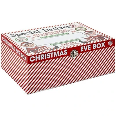 Image of Large Wooden Christmas Eve Box Gift Xmas Boxes With Write On Panel &amp; Flip Lid