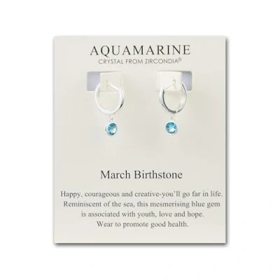 Image of Philip Jones March Birthstone Hoop Earrings Created with Aquamarine Zircondia® Crystals