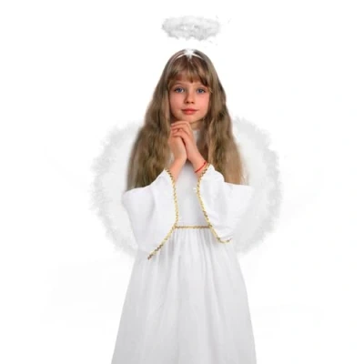 Image of SULOLI Girls Angel Costume for Christmas Nativity Panto Fancy Dress Kids Childs(13 15)