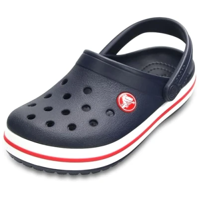 Image of Crocs Unisex Kids Crocband T Clogs, Navy Red, 10 UK Child