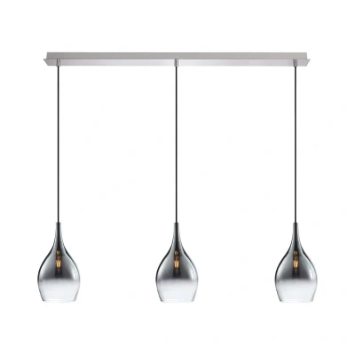 Image of Paul Neuhaus Pilua hanging light, smoke, glass, 100 cm, 3 bulb.