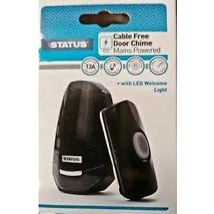 Image of Status Wireless Door Bell Black Waterproof Ring Chime with LED Welcome Light SBPDCNLCF1PK10