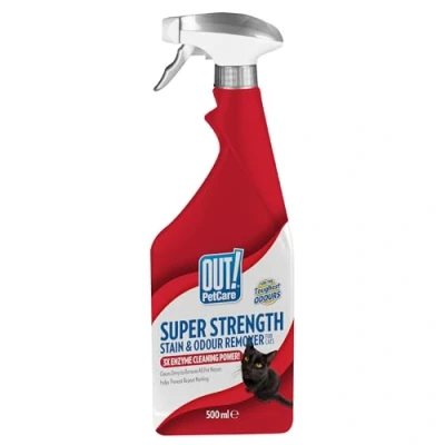 Image of OUT! Super Strength Pet Stain and Odour Remover Enzymatic Pro Bacteria Cleaner 500 ml