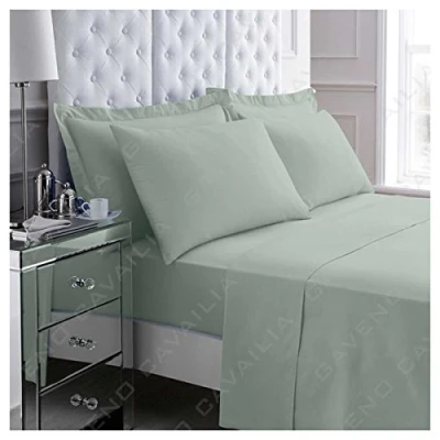 Image of Gaveno Cavailia Luxury Non Iron PERCALE FLAT Sheet, Poly Cotton, Duck Egg, King